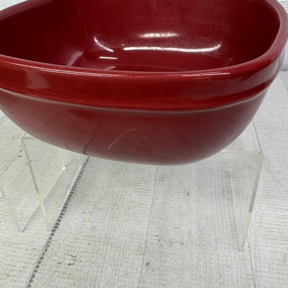 Home Trends CANOPY RED Cranberry Emboss Square Porcelain Soup Cereal Bowls Set 3 - Picture 13 of 16
